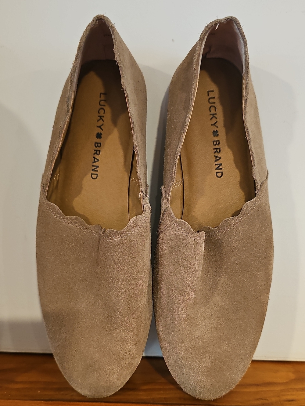 Lucky Brand Taupe Suede Slip-On Loafers